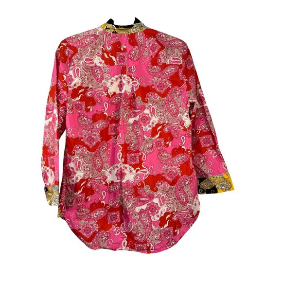 J.Crew Womens Small Paisley Print Button-Down Tunic Shirt Pink/Red Cotton Blend - Picture 9 of 9